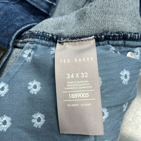NWOT Ted Baker Men's 34X32 Dark Wash Straight Jeans  Blue - Picture 6 of 8